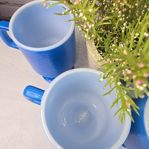 Vintage Anchor Hocking Cobalt Blue Pedestal Mug Set Of 4 Euc - Picture 4 of 9